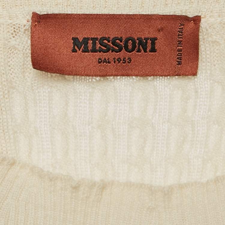 Pre Owned Missoni Multicolor Cable Knit Wool High Neck Sweater S