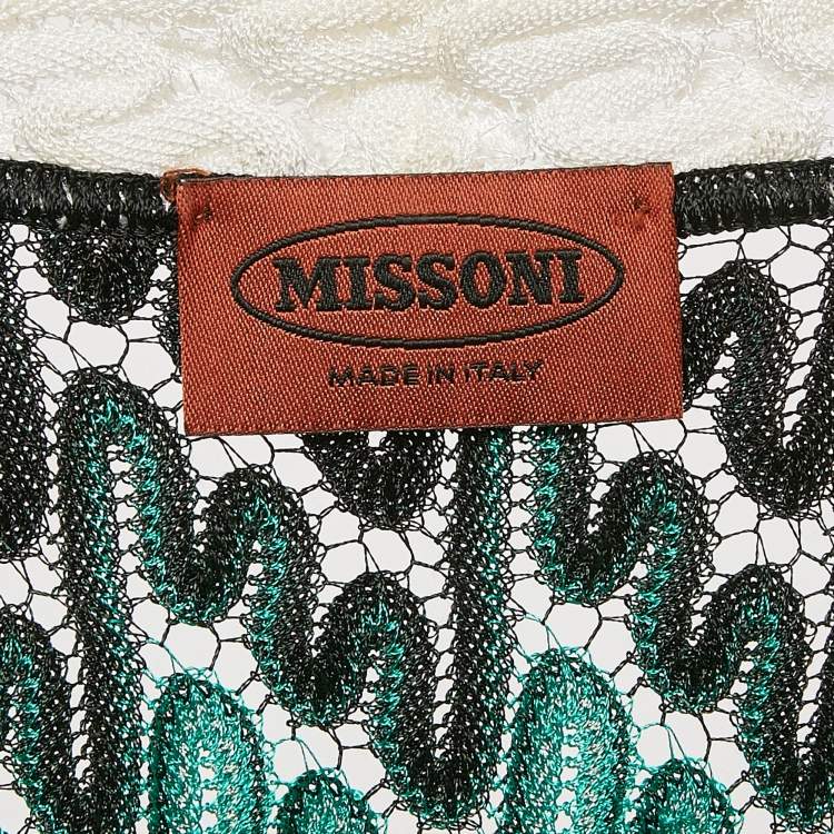 Pre Owned Missoni Multicolor Patterned Knit Open Front Sleeveless Cardigan M