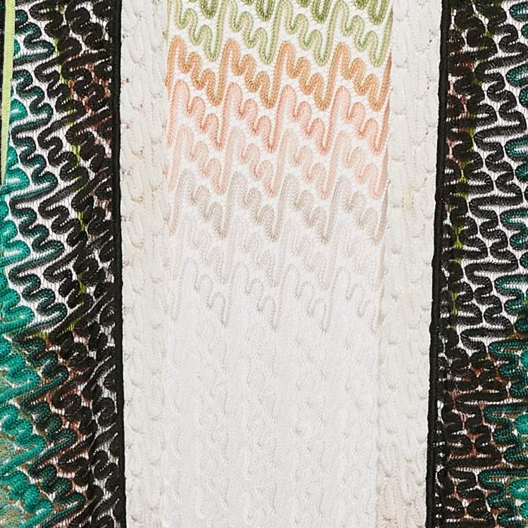 Pre Owned Missoni Multicolor Patterned Knit Open Front Sleeveless Cardigan M