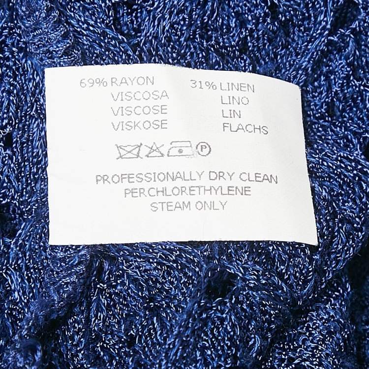 Pre Owned Missoni Blue Patterned Knit Top L