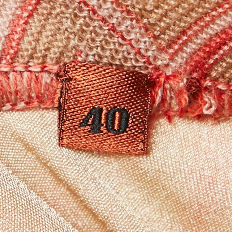 Pre Owned Missoni Red/Brown Chevron Knit Wide-Leg Pants S