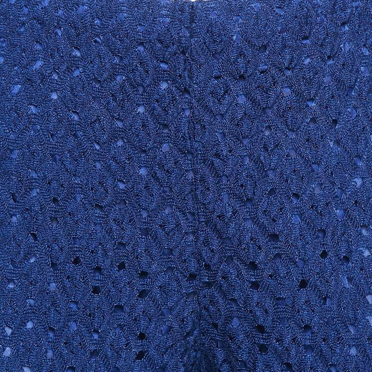Pre Owned Missoni Blue Patterned Knit Pants M
