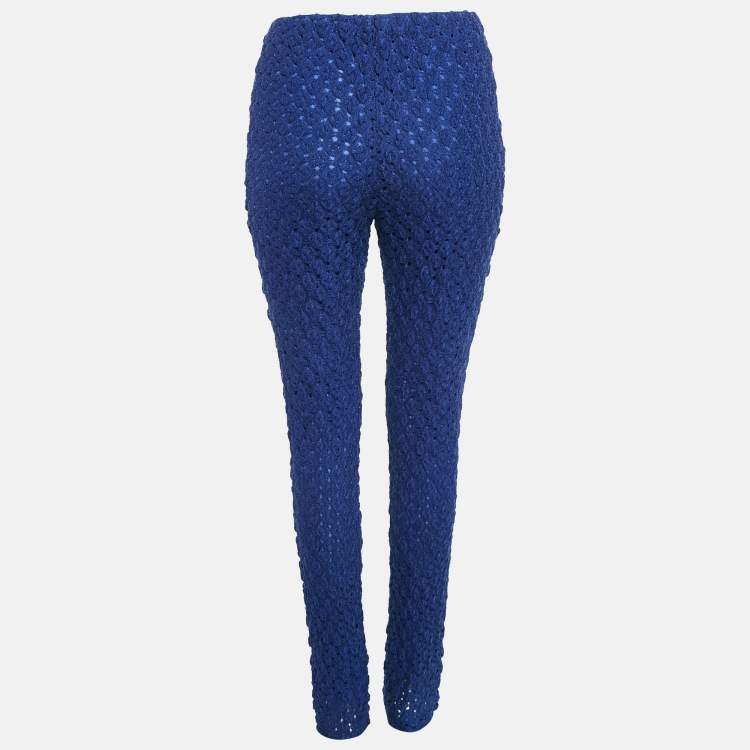 Pre Owned Missoni Blue Patterned Knit Pants M