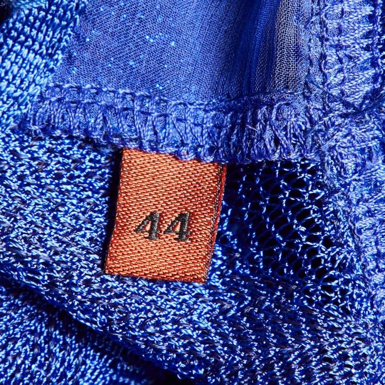 Pre Owned Missoni Blue Lurex Knit Bead Detail Kaftan Dress M