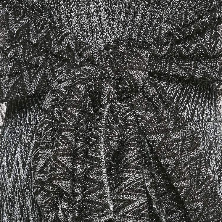 Pre Owned Missoni Black/Grey Chevron Lurex Knit V-Neck Sleeveless Maxi Dress S