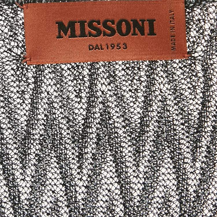 Pre Owned Missoni Black/Grey Chevron Lurex Knit V-Neck Sleeveless Maxi Dress S