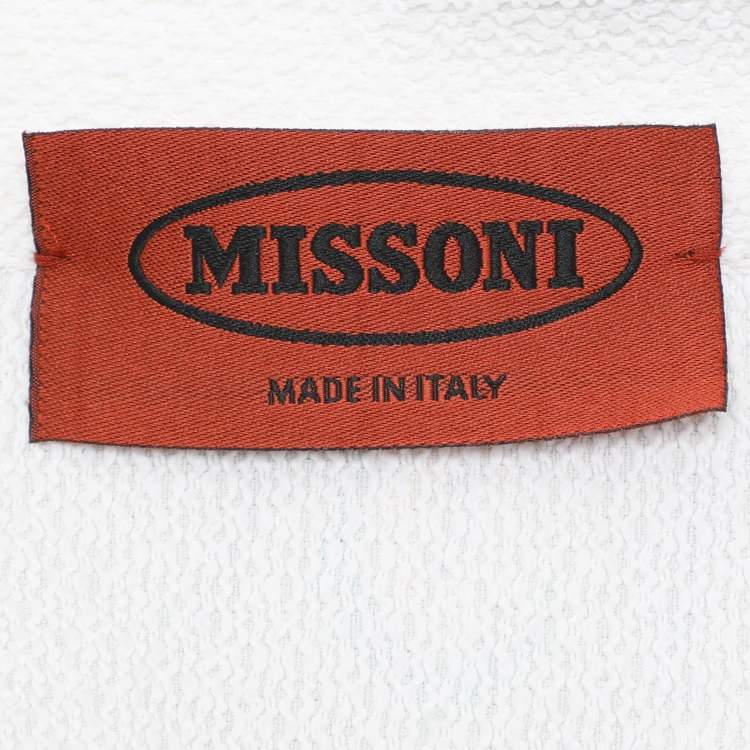 Pre Owned Missoni Green/Cream Wave Knit Button Down Long Cardigan S