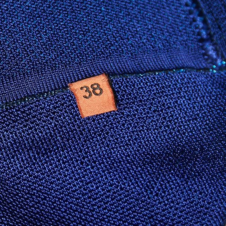 Pre Owned Missoni Metallic Blue Lamé High Rise Wide-Leg Pants S