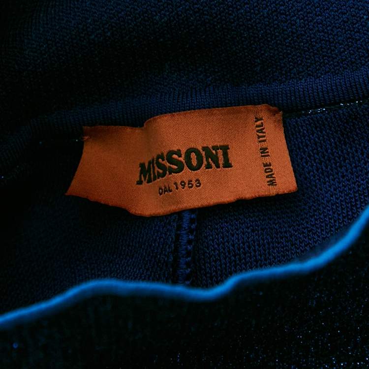 Pre Owned Missoni Metallic Blue Lamé High Rise Wide-Leg Pants S