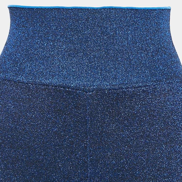 Pre Owned Missoni Metallic Blue Lamé High Rise Wide-Leg Pants S