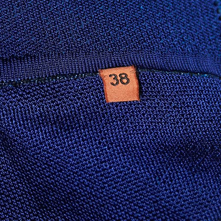 Pre Owned Missoni Metallic Blue Lamé High Rise Wide-Leg Pants S