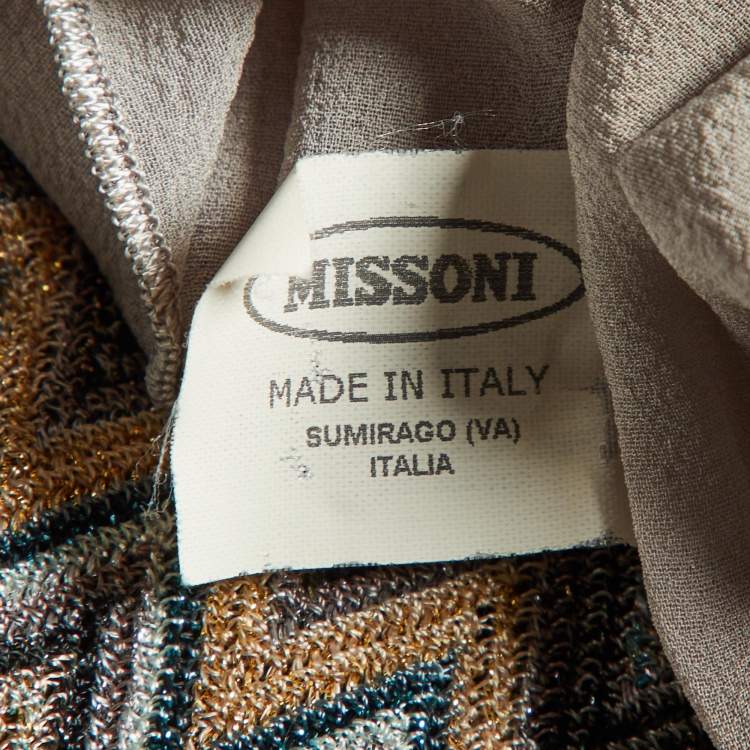Pre Owned Missoni Multicolor Chevron Lurex Knit Cowl Neck Mini Dress M