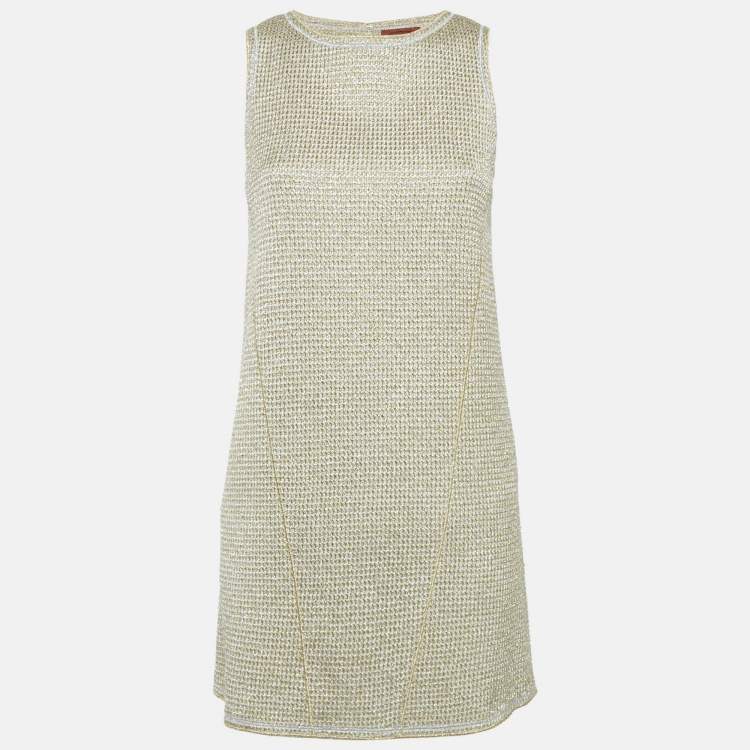 Pre Owned Missoni Metallic Lurex Knit Mini Dress and Cape Set S