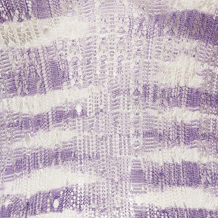 Pre Owned Missoni Purple/White Stretch Knit Sheer Top S