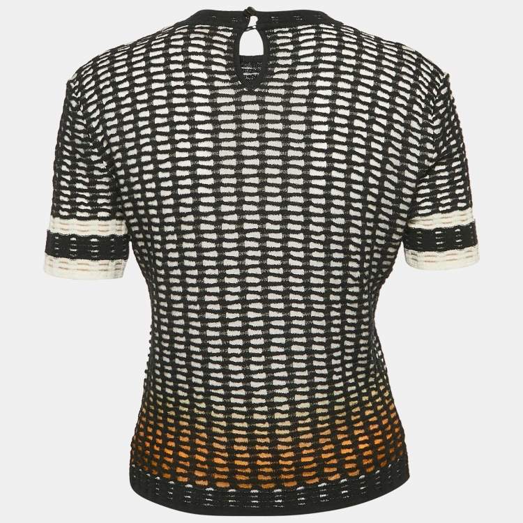Pre Owned Missoni Black/White Textured Stretch Knit Top M