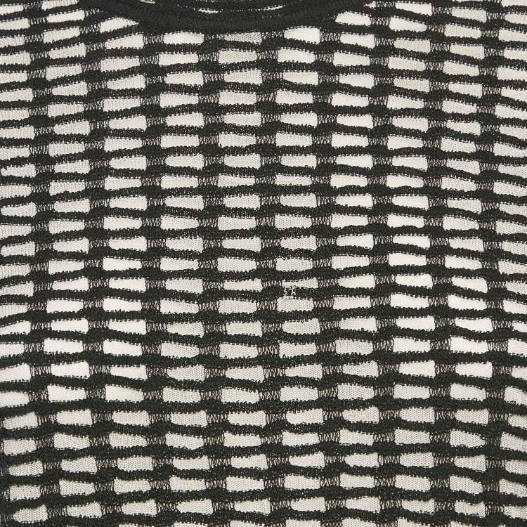 Pre Owned Missoni Black/White Textured Stretch Knit Top M