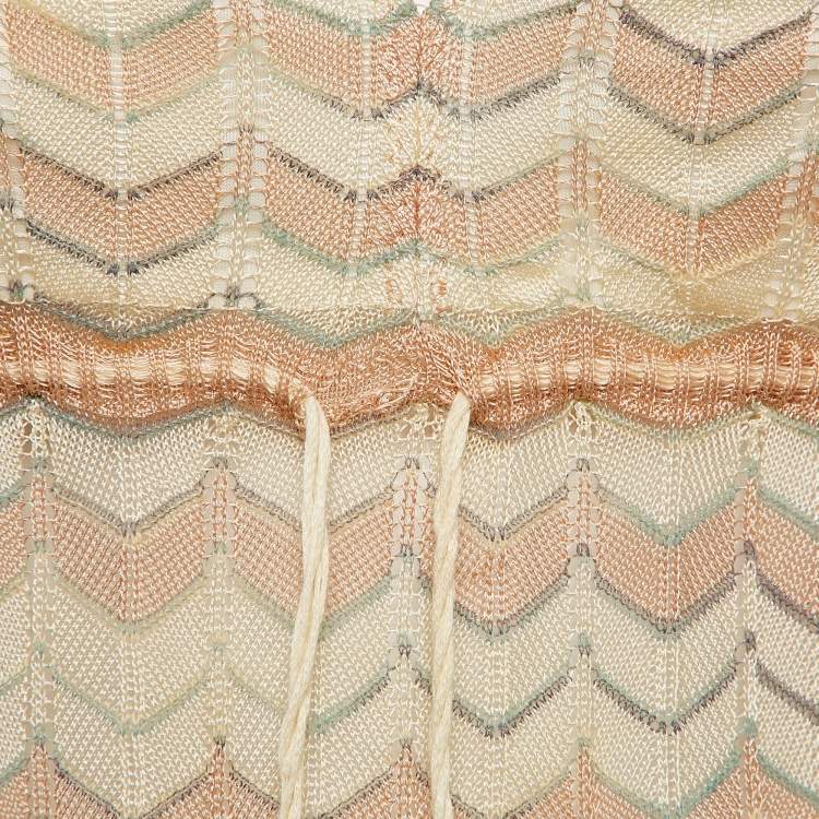 Pre Owned Missoni Beige Chevron Knit Sleeveless Top S