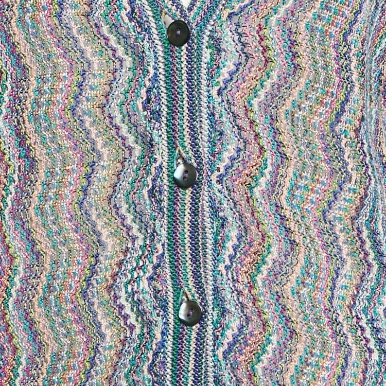Pre Owned Missoni Blue Crochet Button Front Sheer Cardigan M