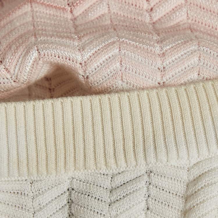 Pre Owned Missoni Pink/White Chevron Knit Sleeveless Top S