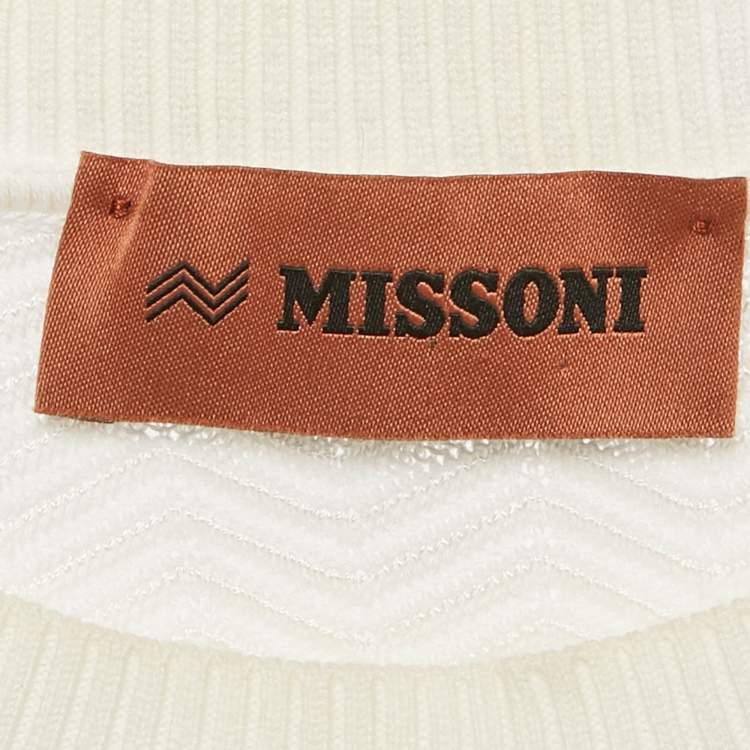 Pre Owned Missoni Pink/White Chevron Knit Sleeveless Top S
