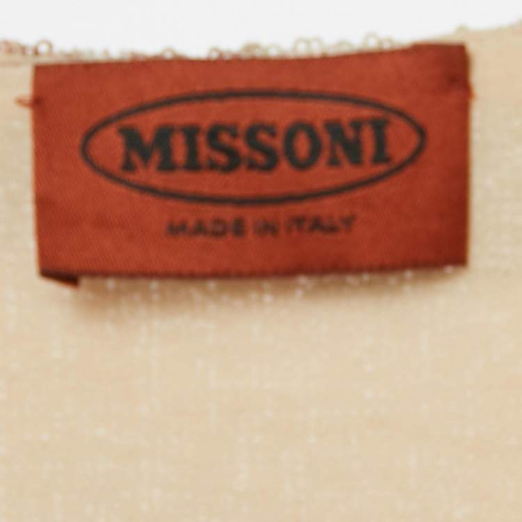 Pre Owned Missoni Beige Striped Sequin Tank Top S
