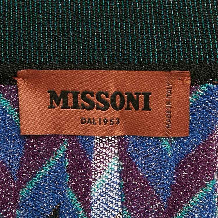 Pre Owned Missoni Multicolor Chevron Lurex Knit Mini Skirt M