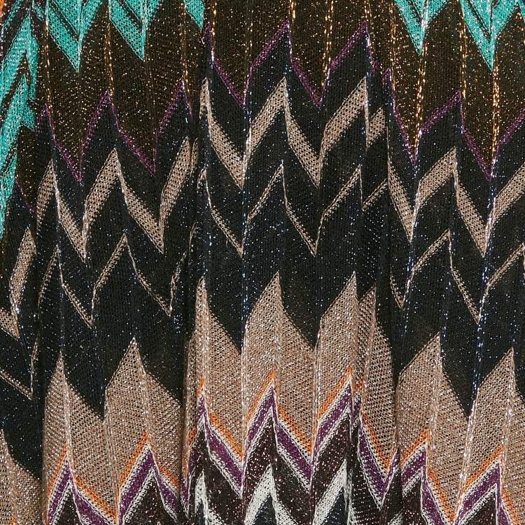 Pre Owned Missoni Multicolor Chevron Lurex Knit Mini Skirt M