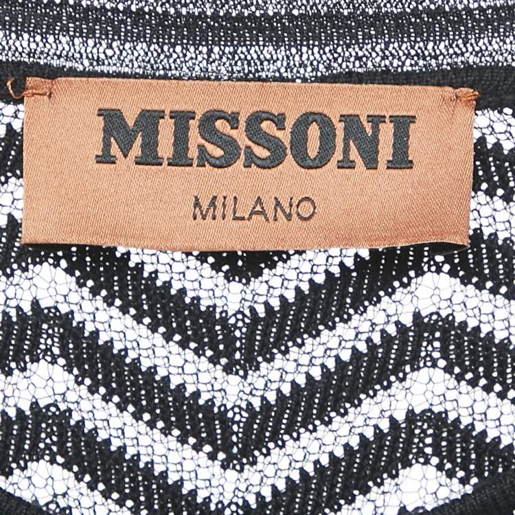 Pre Owned Missoni Black Chevron Knit Long Sleeve Mini Dress S