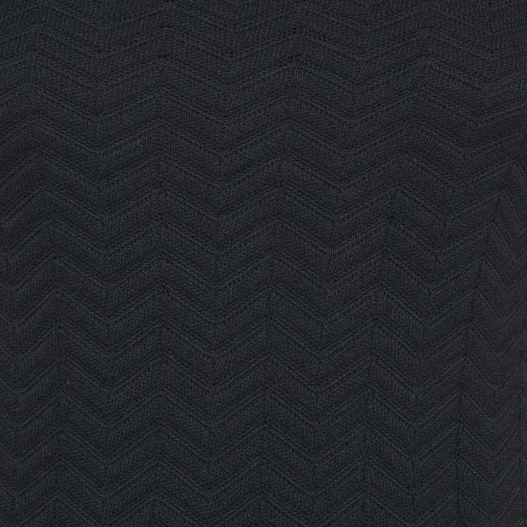 Pre Owned Missoni Black Chevron Knit Long Sleeve Mini Dress S