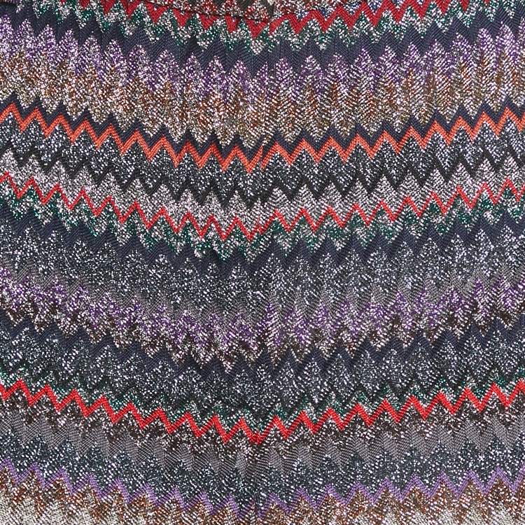 Pre Owned Missoni Multicolor Chevron Pattern Lurex Knit Wide Leg Trousers M