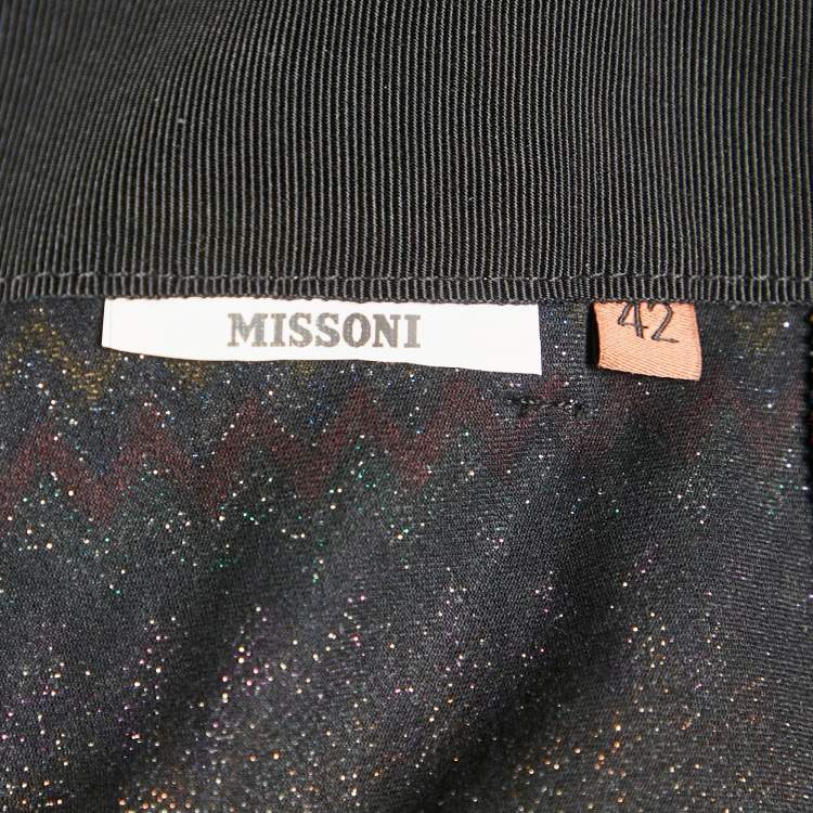 Pre Owned Missoni Multicolor Chevron Pattern Lurex Knit Wide Leg Trousers M
