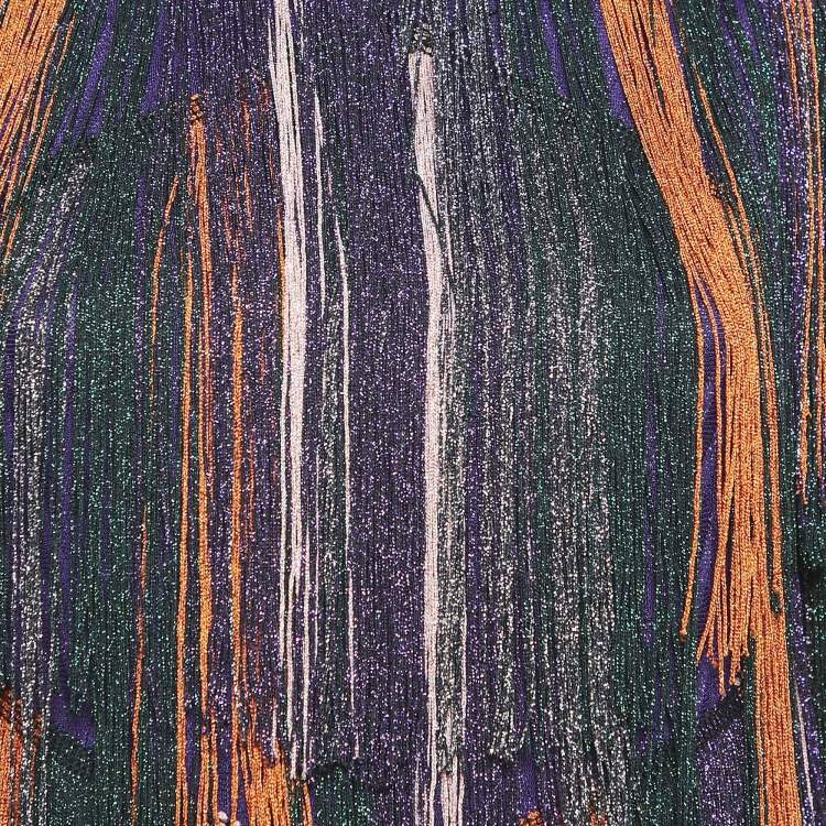 Pre Owned Missoni Purple Lurex Knit Fringed Mini Dress S