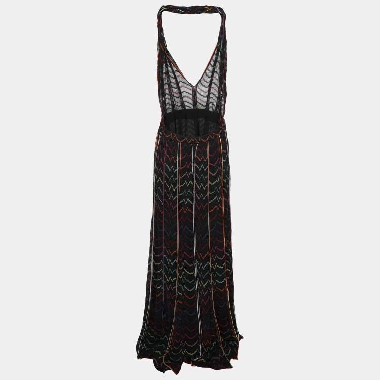 Pre Owned Missoni Multicolor Rayon Blend Knit Halter Dress L