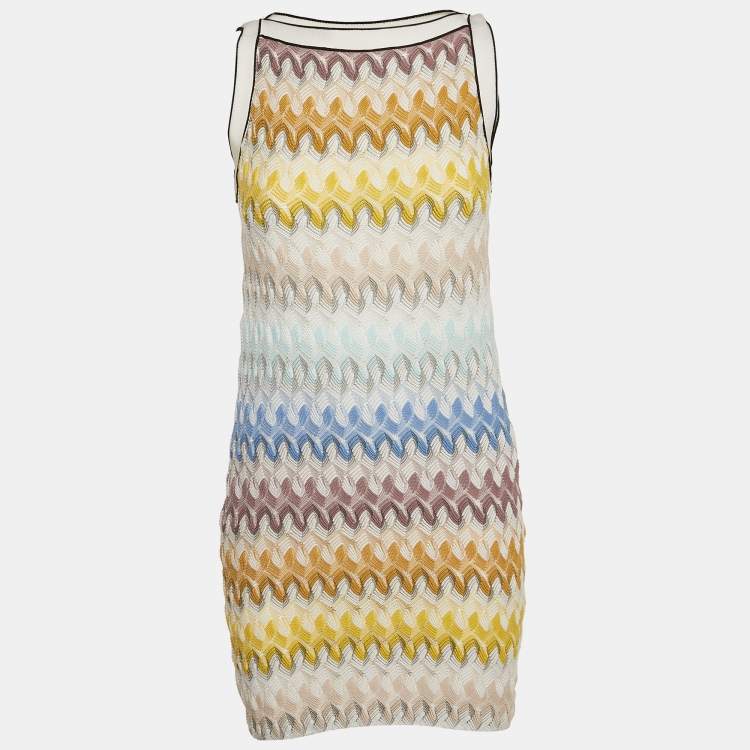 Pre Owned Missoni Multicolor Chevron Knit Sleeveless Mini Dress S