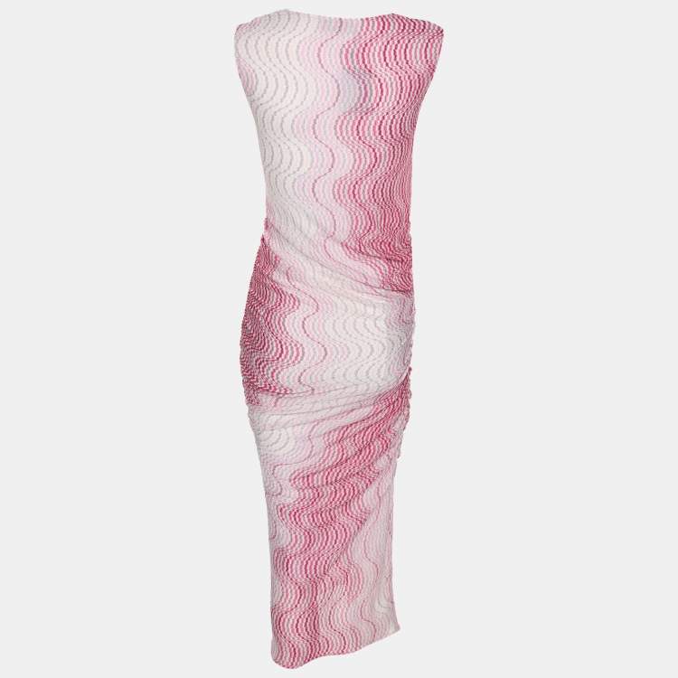 مملوكة مسبقًا Missoni Pink Lame Fabric Wave Print Mini Dress S