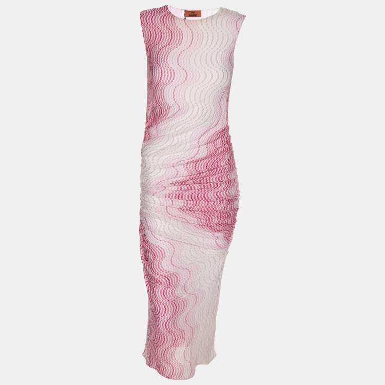 مملوكة مسبقًا Missoni Pink Lame Fabric Wave Print Mini Dress S
