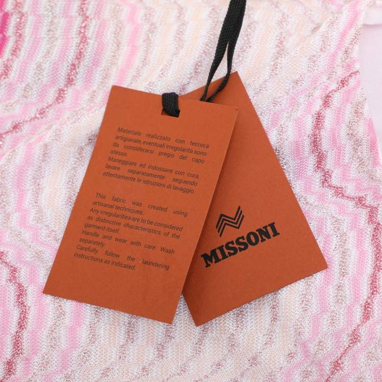 مملوكة مسبقًا Missoni Pink Lame Fabric Wave Print Mini Dress S