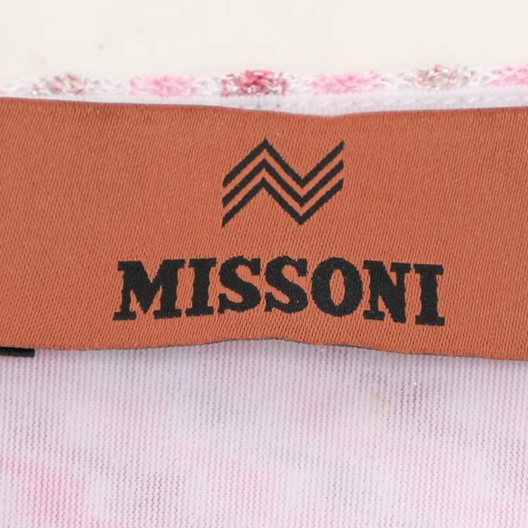 مملوكة مسبقًا Missoni Pink Lame Fabric Wave Print Mini Dress S