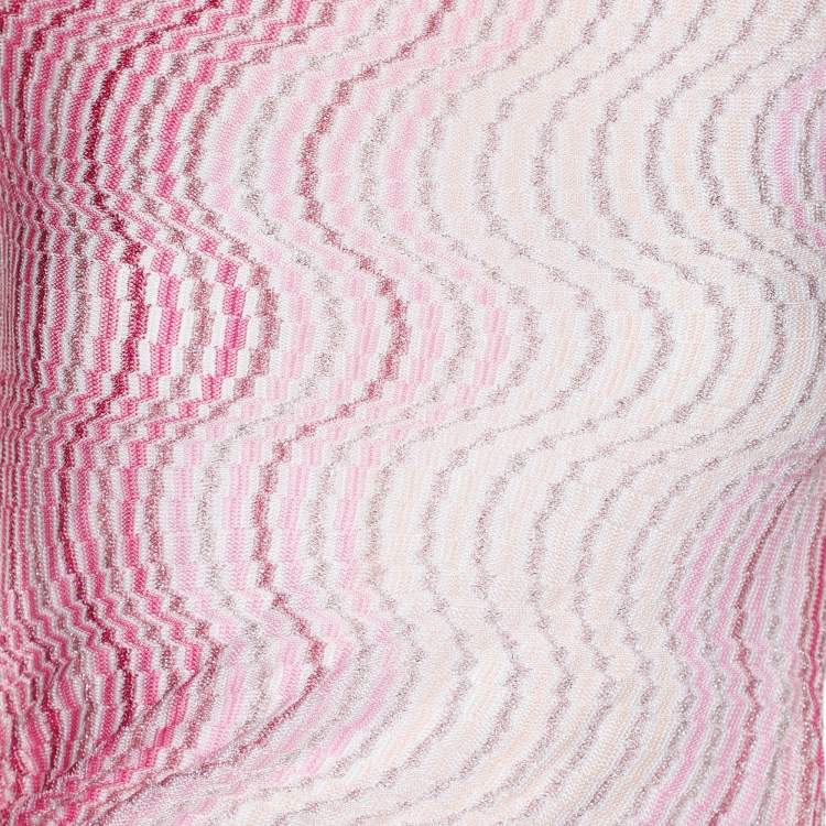 مملوكة مسبقًا Missoni Pink Lame Fabric Wave Print Mini Dress S