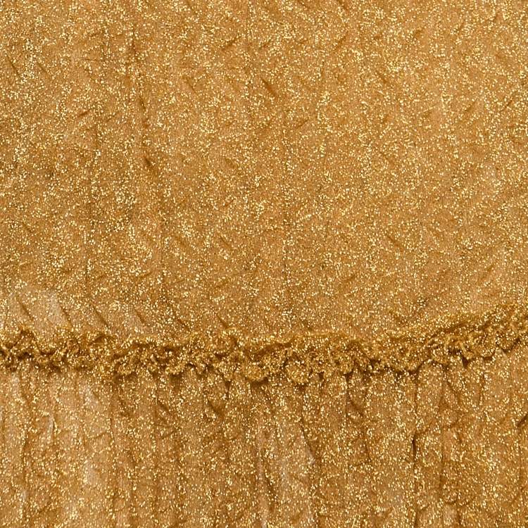 Pre Owned Missoni Metallic Gold Lurex Knit Tiered  Maxi Skirt M