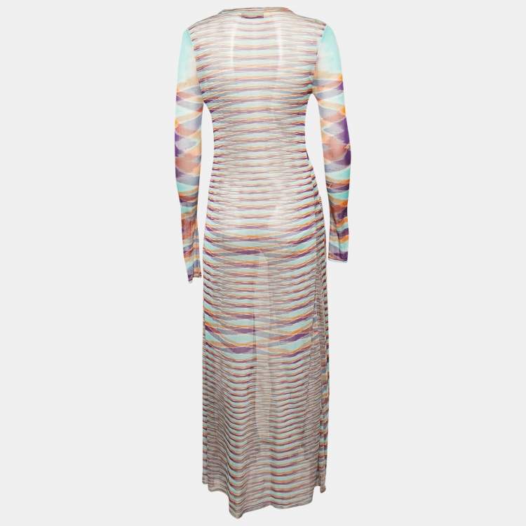 Pre Owned Missoni Multicolor Knit Button Front Long Cardigan S