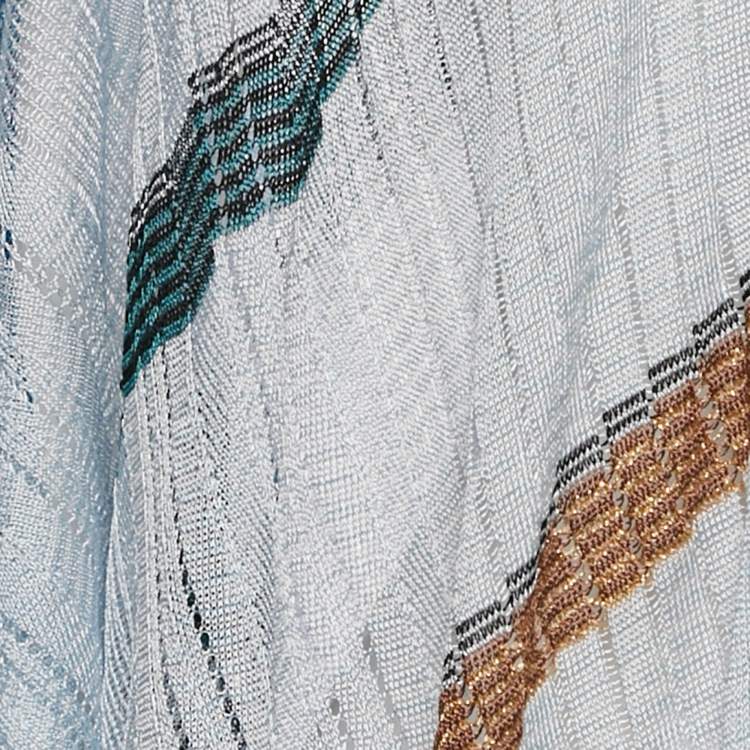 Pre Owned M Missoni Blue Lurex Knit Open Front Cardigan One Size 
