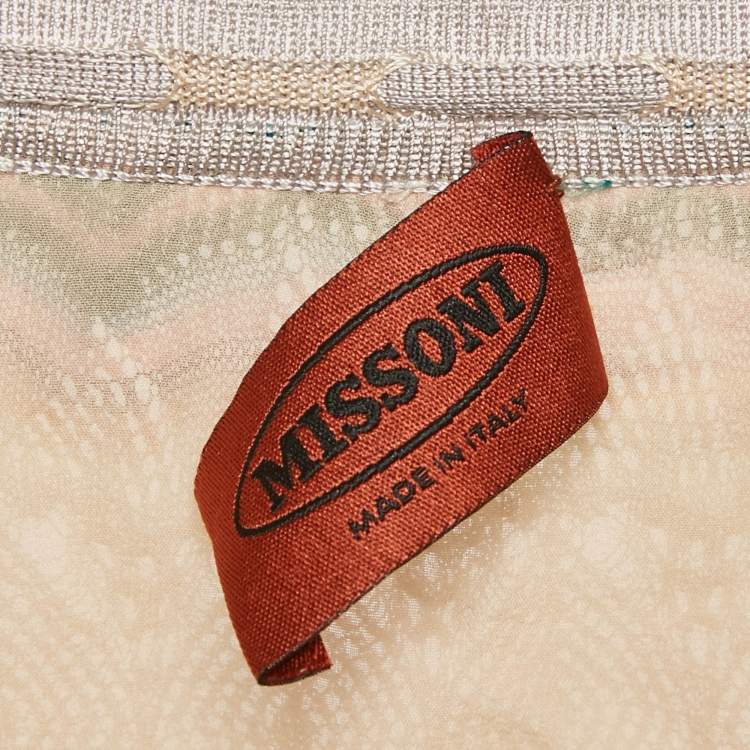 Pre Owned Missoni Blue Patterned Knit Maxi Skirt S