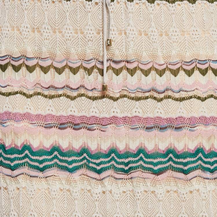 Pre Owned Missoni Blue Patterned Knit Maxi Skirt S