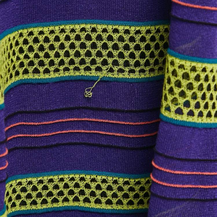 Pre Owned M Missoni Purple/Multicolor Patterned Knit Maxi Skirt S