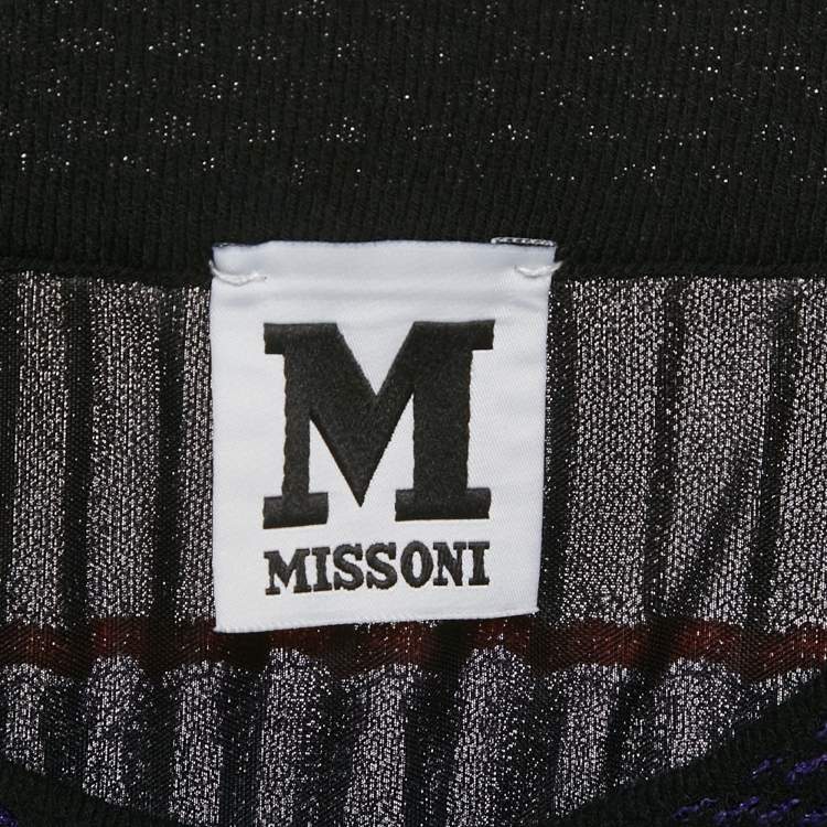 Pre Owned M Missoni Purple/Multicolor Patterned Knit Maxi Skirt S