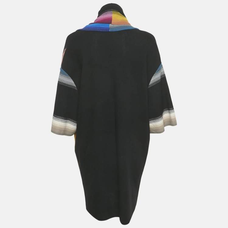 مملوكة مسبقًا Missoni Multicolor Striped Wool Overlay Detail Oversized Cardigan M
