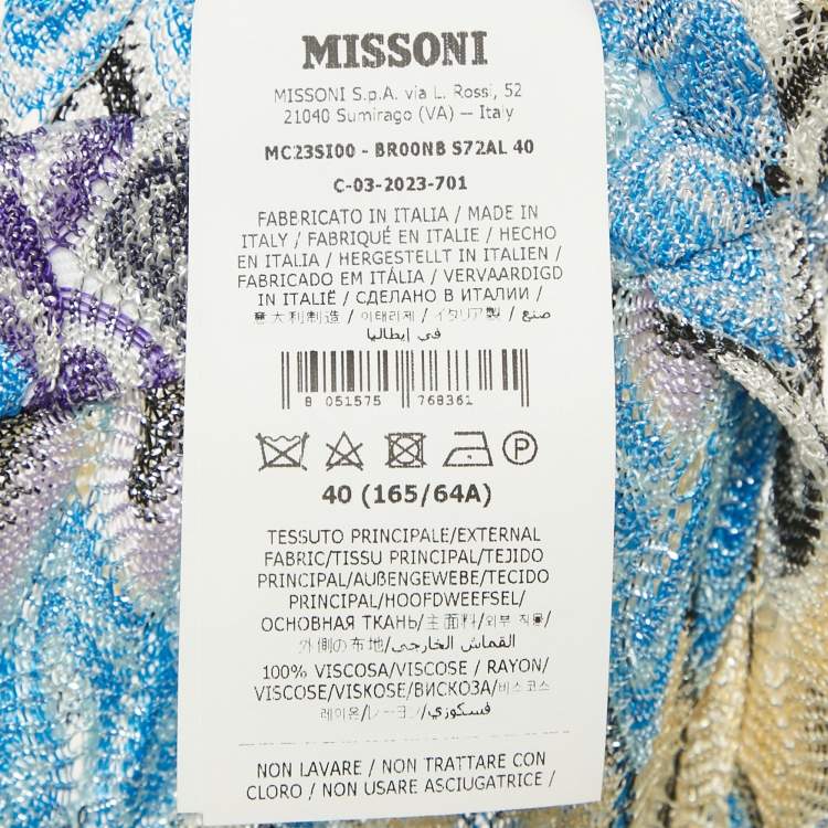 Pre Owned Missoni Multicolor Chevron Pattern Lurex Knit Wide Leg Side Slit Trousers S