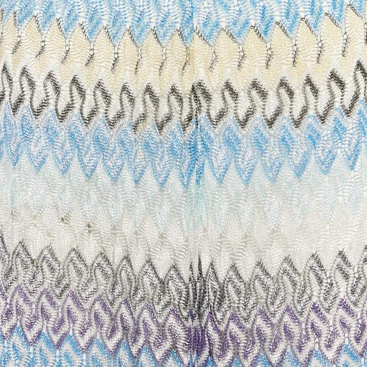 Pre Owned Missoni Multicolor Chevron Pattern Lurex Knit Wide Leg Side Slit Trousers S