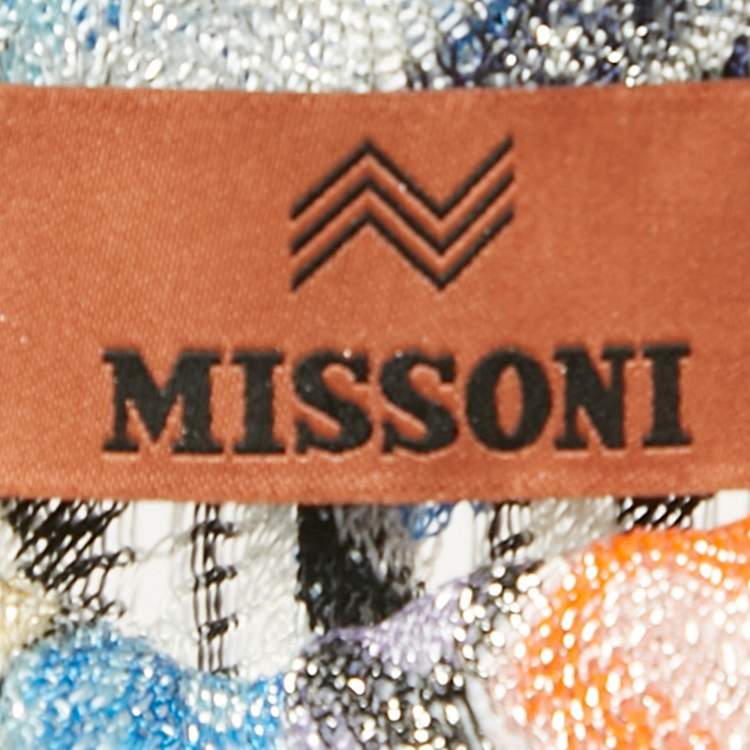 Pre Owned Missoni Multicolor Chevron Pattern Lurex Knit Wide Leg Side Slit Trousers S